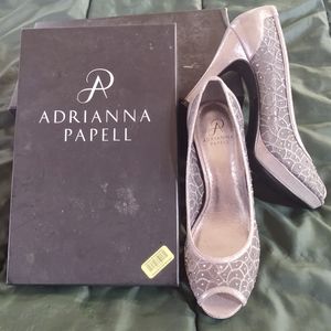 Adrianna Papelle Crystal And Silver Heels.  Size 9.5